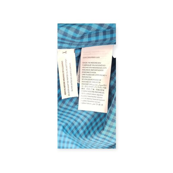 Calvin Klein "Infinite Cool" Non-Iron Shirt - Men's Medium, Blue Gingham/Checker - Picture 7 of 9